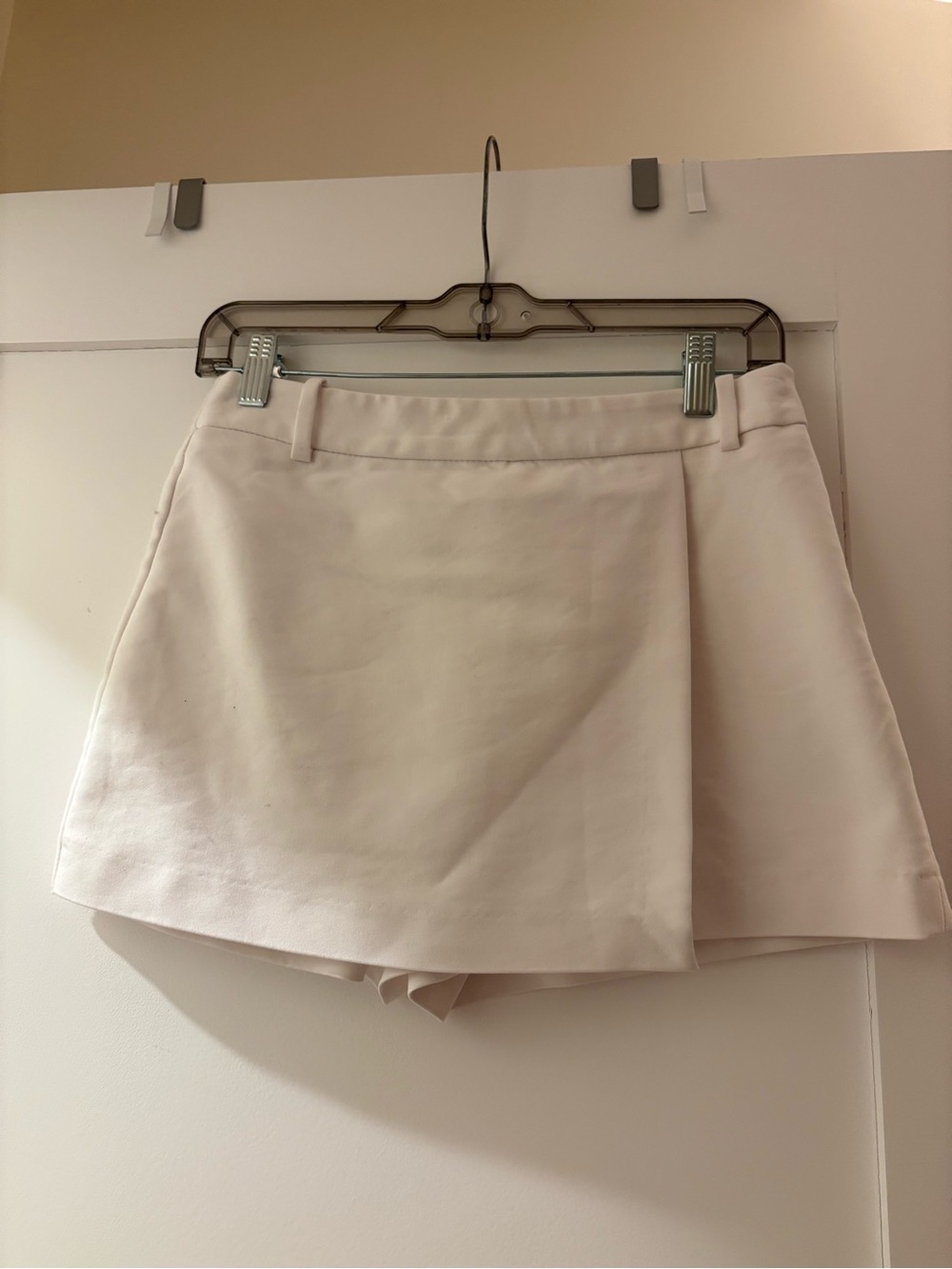 ZARA Cream High-Waist Wrap Skort